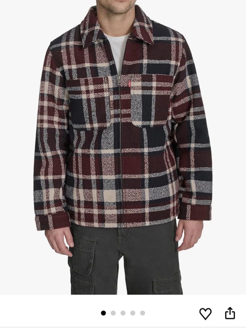 Levi's - Wool Blend Depot Jacket - Navy Burgundy Black - Men’s Large
